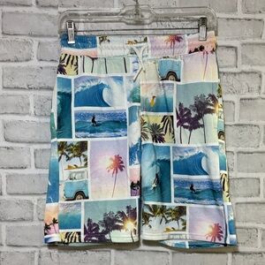 H&M Multicolor Print boys Shorts, size 12-14 surf, beach, waves, palm tree
